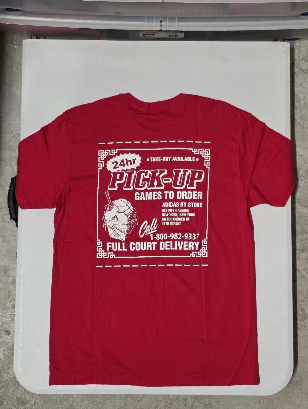 adidas Men's Red NYC Pick-Up Games Graphic Crew Neck Cotton T-Shirt Size L